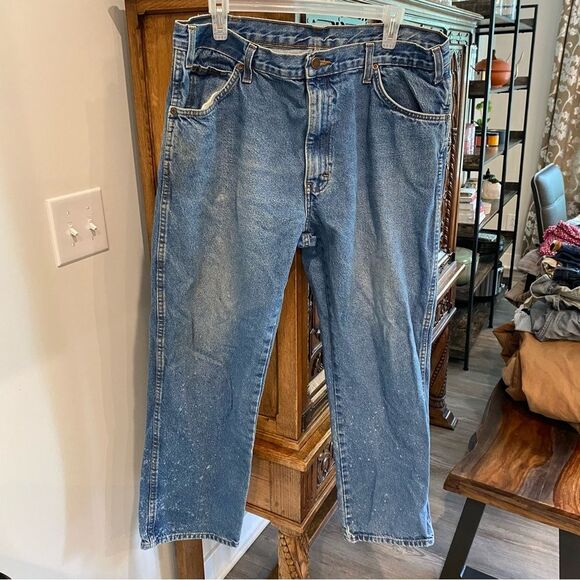 Dickies Work Jeans 38 x 30 Men’s Distressed Character Splatter Faded - Picture 5 of 16